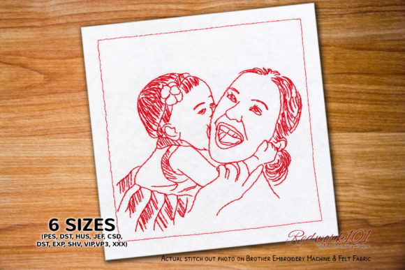 Baby Kissing Mom: A Redwork Review for Makers