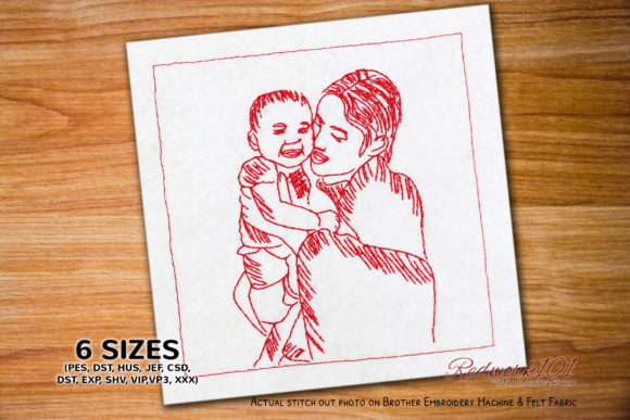 Mom Kissing Little Boy: A Redwork Review for Craft Fairs