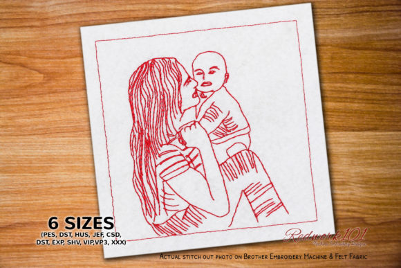 Mom Playing with Boy: A Redwork Review for Craft Fairs
